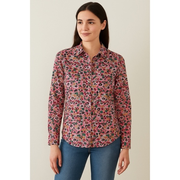 Boden Tops - Boden Relaxed Cotton Shirt Pink Ditsy Floral